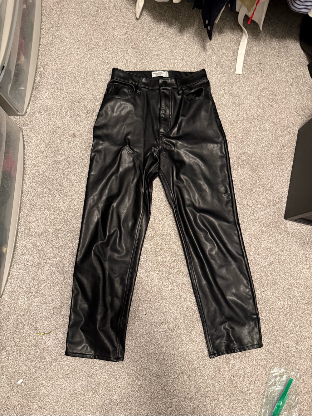 Abercrombie & Fitch Black Faux Leather High-Rise Pants